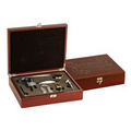 Rosewood Finish 5 Piece Wine Gift Set